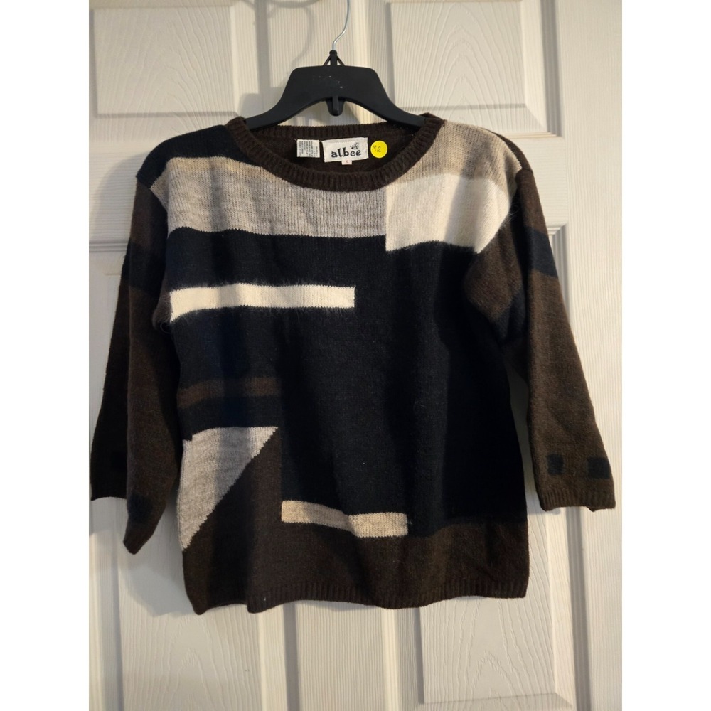 Vintage Sweater Vibe Art Deco Albee Ladies and Geometric Pattern black Size S